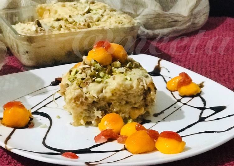 Recipe of Super Quick Homemade Mango Shahi Tukda Lasagne (Baked)