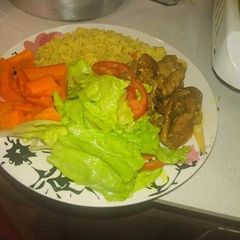A picture of Boiled carrots and salad.