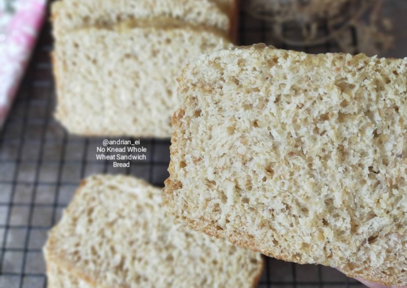 No Knead Whole Wheat Sandwich Bread