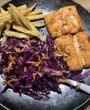 Baked salmon with chilli lime slaw