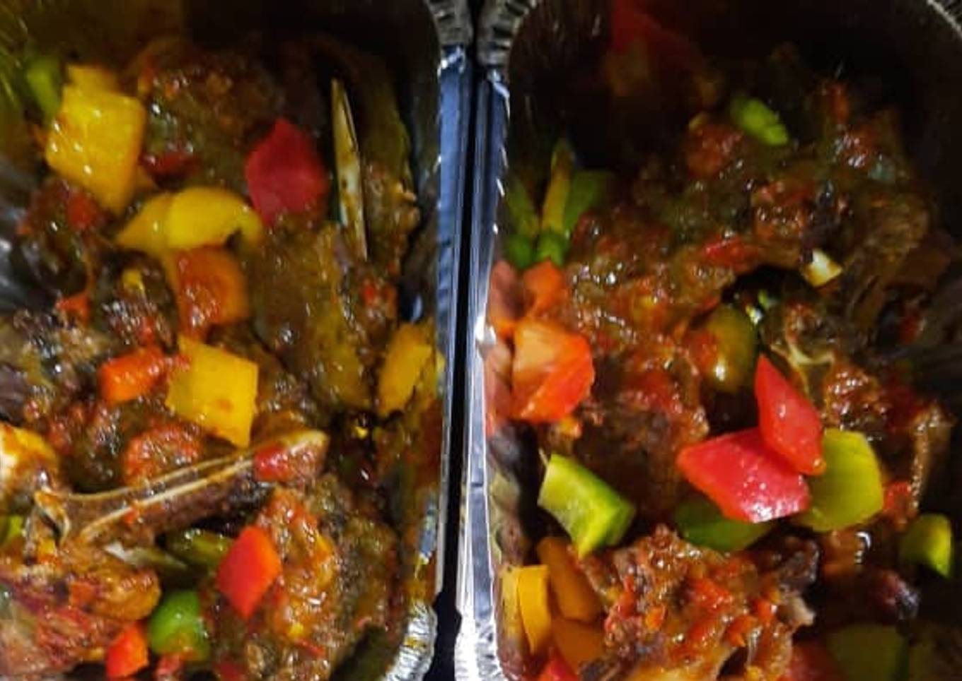 Roasted mutton with peppers
