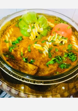 A picture of Pasta & Stuffed veg Curry.