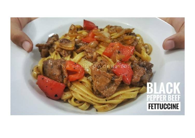 Resep Blackpepper beef fettucine Anti Gagal