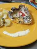 Filet de lomito de atún en papillón, cocinado en parrigas