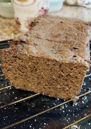 Una foto de Budín de Porotos negros y cacao amargo, en microondas