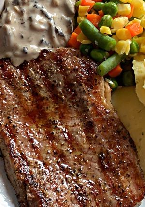 Foto resep Steak creamy mushroom + mashed potato