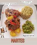 Arroz integral de espinaca con guisado de costilla de res