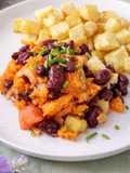 Boniato con Alubias Rojas y Patatas Fritas