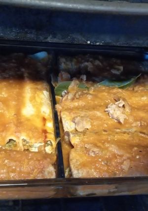 Una foto de Canelones con panqueques sin harina