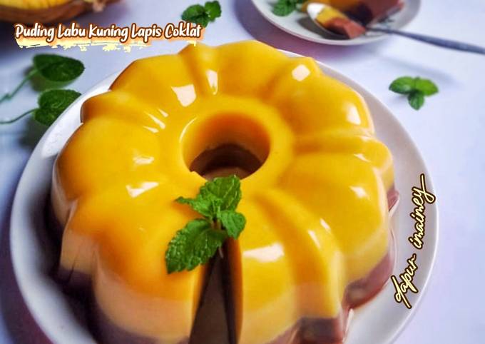 Puding Labu kuning Lapis Coklat