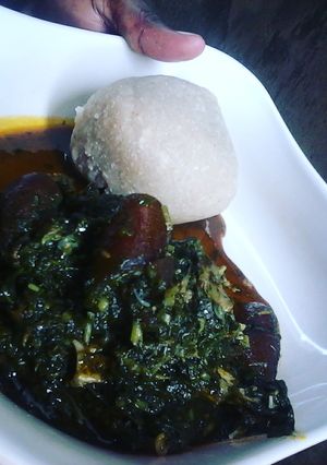 A picture of Editan Soup Paired with Eba.