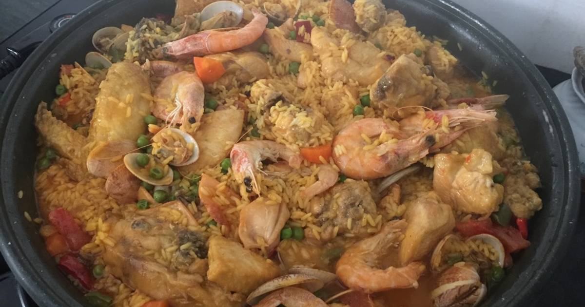 Paella de pollo y gambas Receta de Marián Gz Cookpad