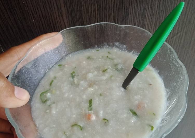 Mpasi 9m+ : bubur tim tahu sutra+udang+kacang panjang