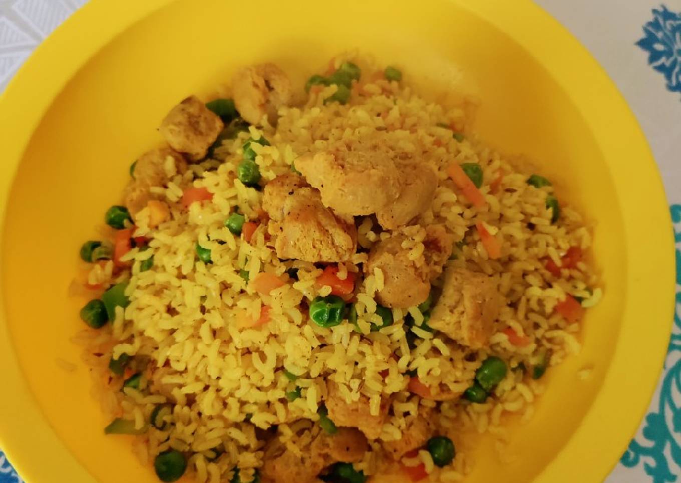 Nutrela soya chunks brown rice pulao