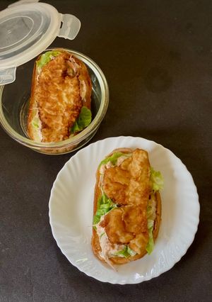A picture of Spicy Buttermilk Chicken Sandwich on Coleslaw (Tiffin recipe).