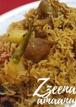 A picture of Hyderabadi Mutton Tahari/Hyderabadi Mutton Pulao.