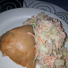 A picture of Moi-Moi with Vegetable Salad.