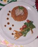 Segueza de cerdo con ensalada de guías y flor de calabaza