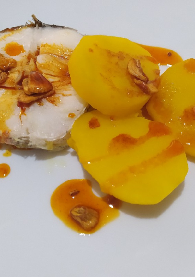 Una foto de Merluza con ajada gallega