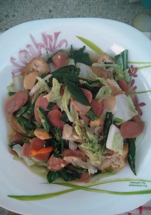 Foto resep Tumis sawi dan cesin + sosis tahu