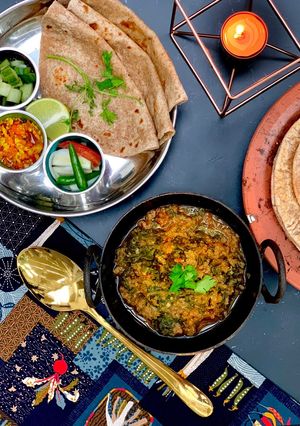 A picture of Palak Keema (ผักโขมเนื้อสับ).