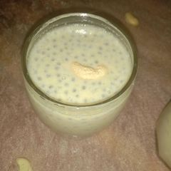A picture of Cashew nuts and sabja seeds payasam.