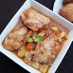 Hot carrot and potato chicken soup A picture of Hot carrot and potato chicken soup.