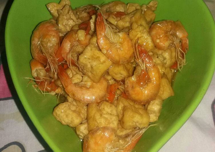 Udang tahu pedas saos tiram