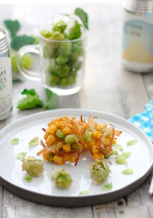 A picture of Hop Beer Fritters: Whole & Mixed with Vegetables.
