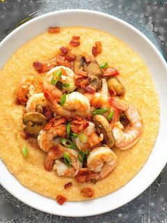 A picture of Cajun Shrimp and Grits.