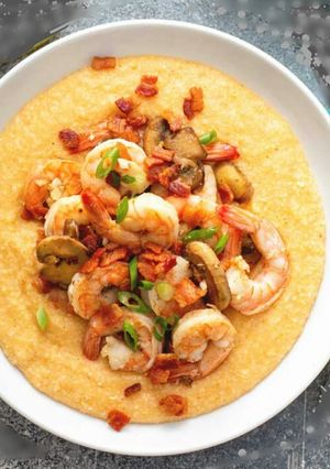 A picture of Cajun Shrimp and Grits.