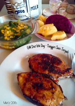 Foto resep Diet GM (Day 6) - Tenggiri saos Teriyaki + bayam kuah