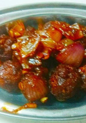 A picture of Boiled Rice crunchy Veg Chilli.