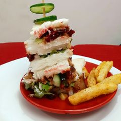A picture of Seekh kabab sandwich.