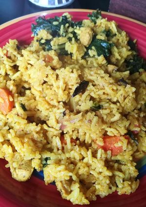 A picture of Tehari or single pot vegetable rice recipe.