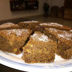 A picture of Eggless Chocolate date and walnut cake.
