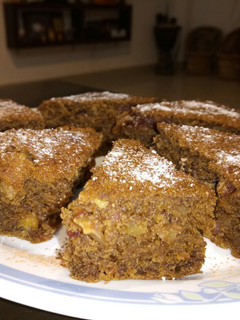 A picture of Eggless Chocolate date and walnut cake.