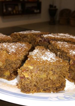 A picture of Eggless Chocolate date and walnut cake.
