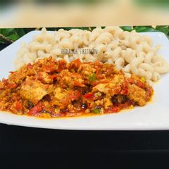 Macaroni with egg sauce A picture of Macaroni with egg sauce.