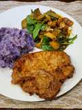 Chipotle Pork Chops w/ Garlic Purple Potatoes and Veggie Medley