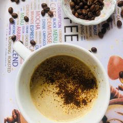 A picture of Custed powder and coffee.