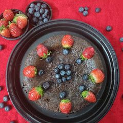 A picture of Eggless chocolate mixed berries cake.