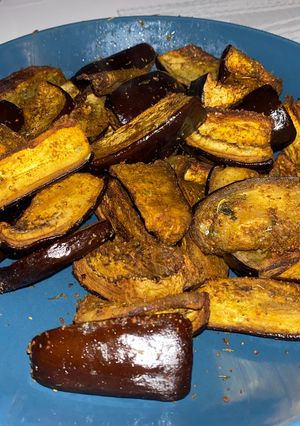 Una foto de Berenjena curry en gajos airfryer
