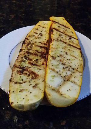 A picture of Brad's grilled yellow zucchini.