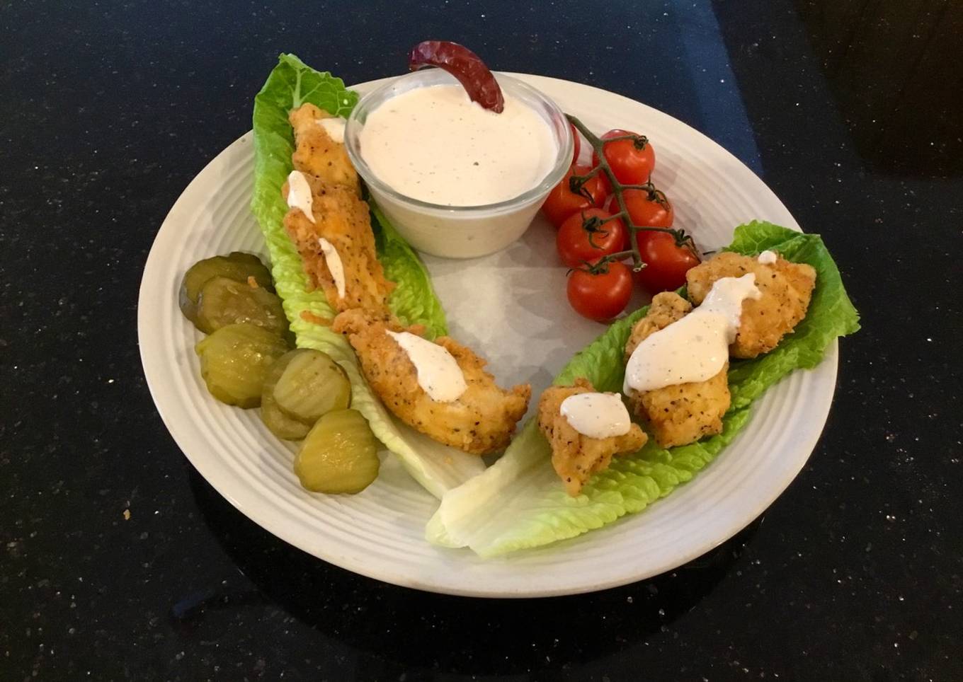 Spicy Chicken Strip Lettuce Wraps