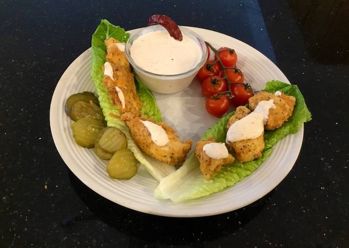 Spicy Chicken Strip Lettuce Wraps