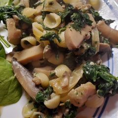 A picture of Shells with Spinach and Mushrooms.