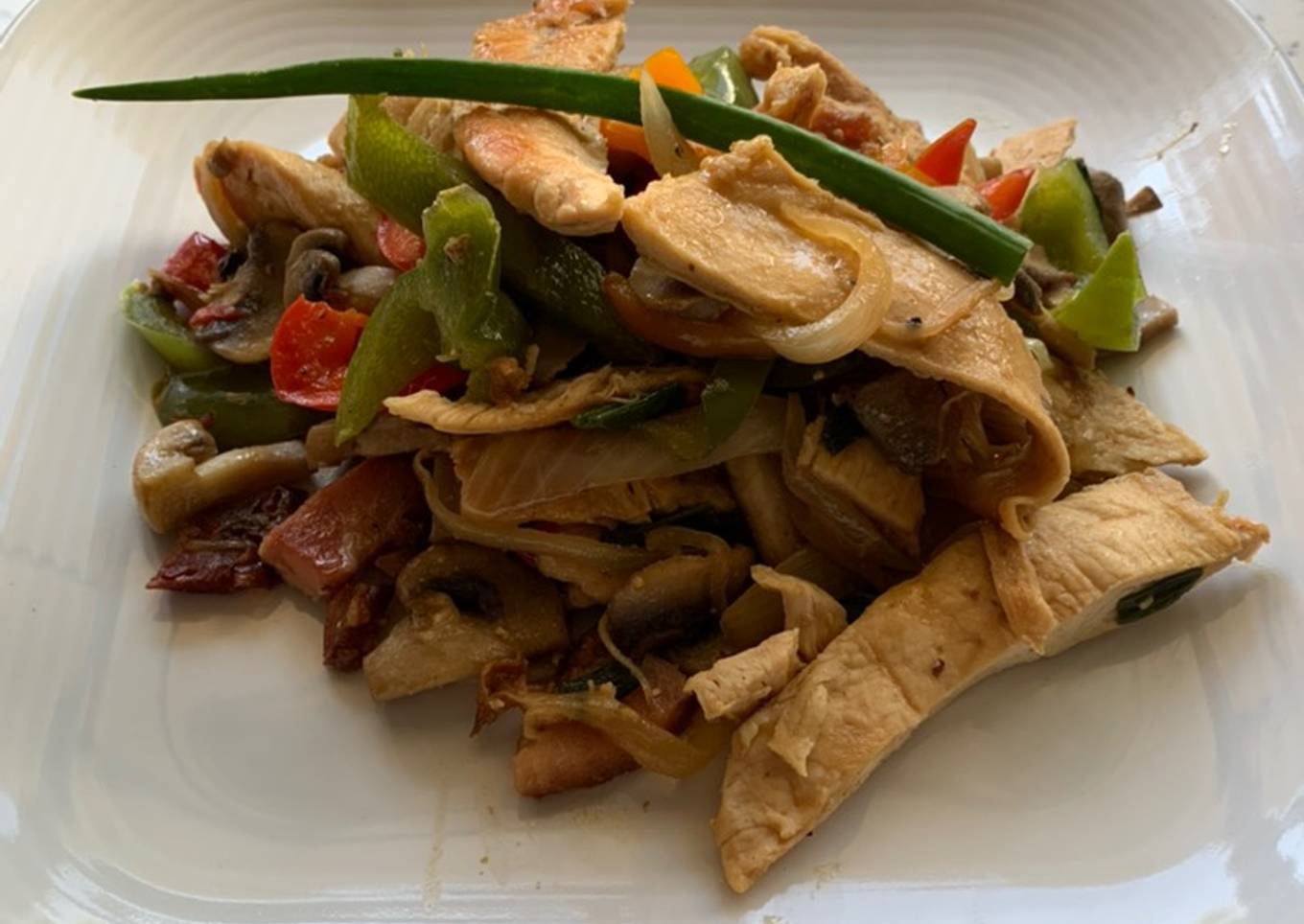 Fajitas de pollo y tocino