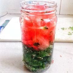 A picture of Cilantro Watermelon Water.