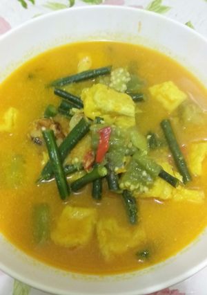 Foto resep Kacang panjang terong tahu kuah santan